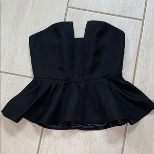 Black strapless peplum top